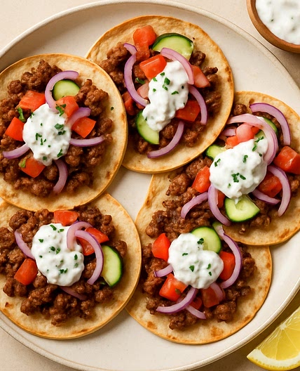 Gyros-inspired Smashed Tacos