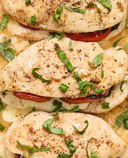 Mozzarella Stuffed Chicken with Tomato and Basil