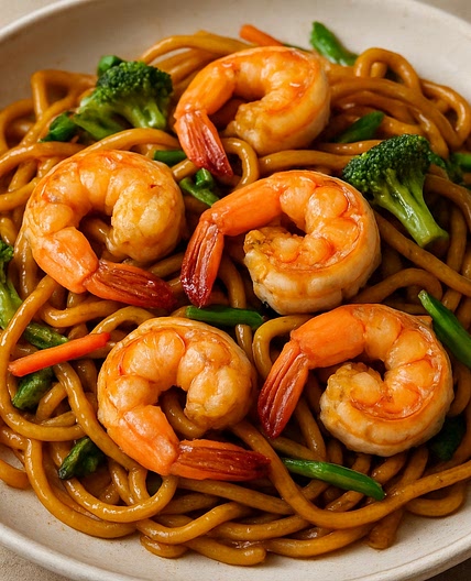 Nouilles sautées aux crevettes