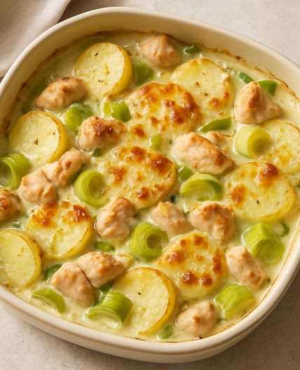 Creamy Leek, Chicken & Potato Bake