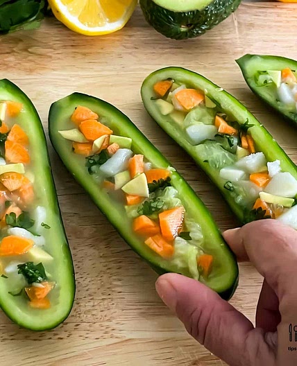 Low FODMAP Cucumber Salad Boats