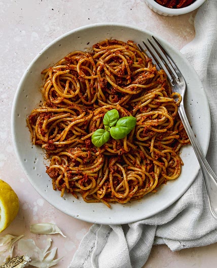 Sun-Dried Tomato Red Pesto Sauce (Vegan)