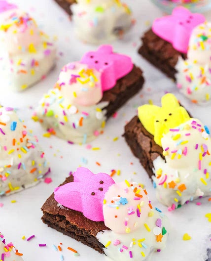 Peeps in a Blanket Easter Brownies