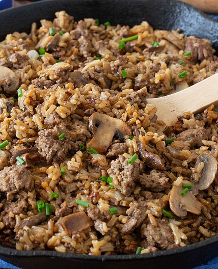 Ground Beef and Mushroom Skillet Dinner Recipe