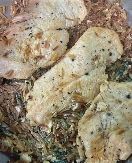 Chicken & Orzo with Kale & Feta