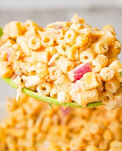 Cajun Macaroni Salad with Corn and Bacon