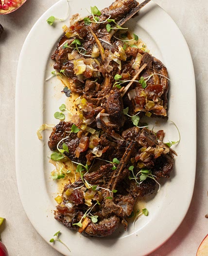 Honey Glazed Lamb with Caramelized Leeks & Dates