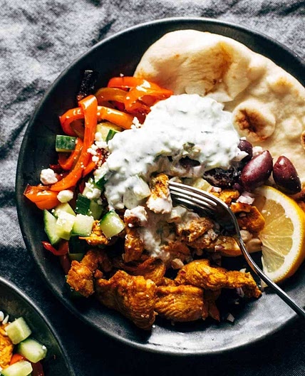 Sheet Pan Chicken Pitas with Tzatziki