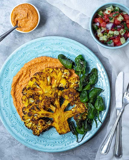 Cauliflower Steak with Romesco Sauce
