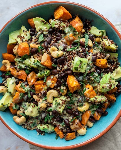Roasted Sweet Potato and Black Bean Quinoa Salad