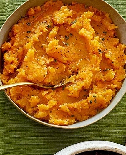 Carrot & swede mash with brown butter & thyme