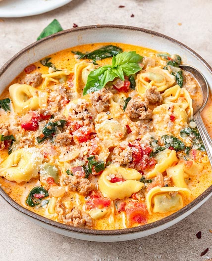 Spinach Tortellini Soup with Italian Sausage