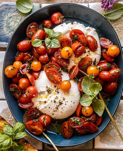 Marinated Cherry Tomatoes with Burrata