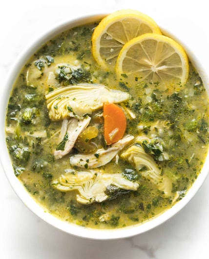 Whole30 + Keto Lemon Artichoke Chicken Soup