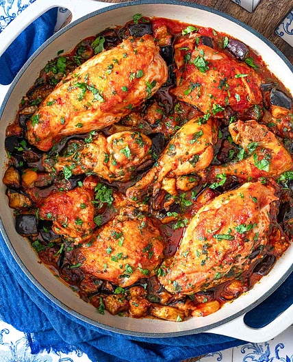 Pollo alle Melanzane (Braised Chicken and Eggplant)