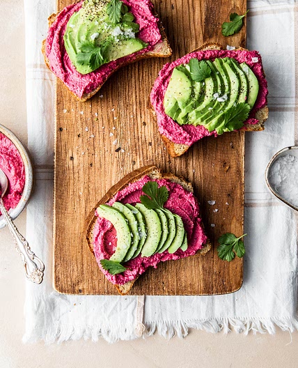 The Best Avocado Beet Hummus Toast (vegan + gluten-free)