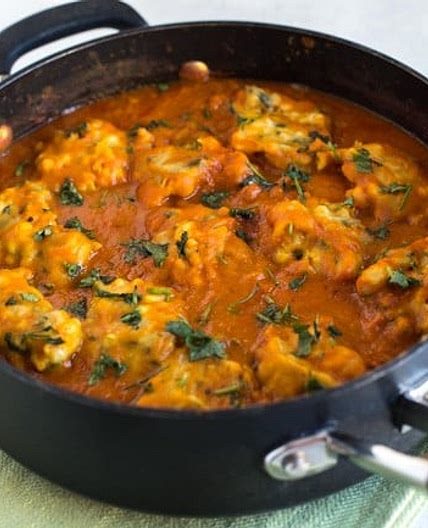 Chickpea dumplings in sweet potato gravy