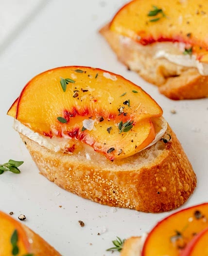 Roasted Peach and Brie Crostini
