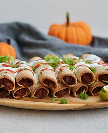 Pumpkin and Black Bean Taquitos