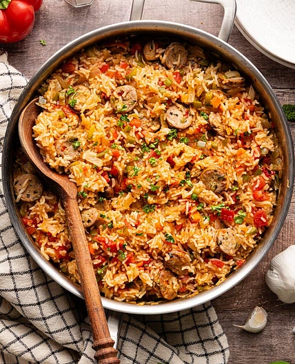 Sausage, Peppers, and Rice Skillet