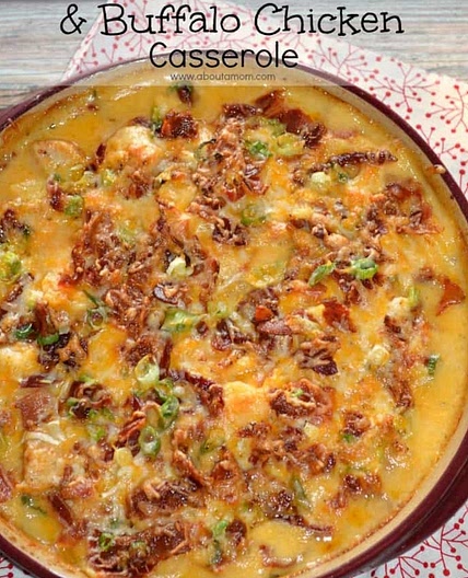 Easiest Buffalo Chicken Potato Casserole