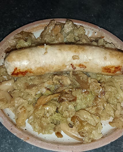 Chou blanc et saucisse au Cookeo