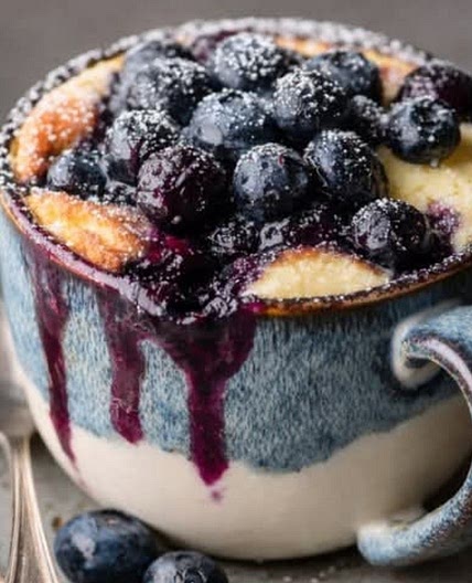 Blueberry Lemon Cottage Cheese Mug Cake