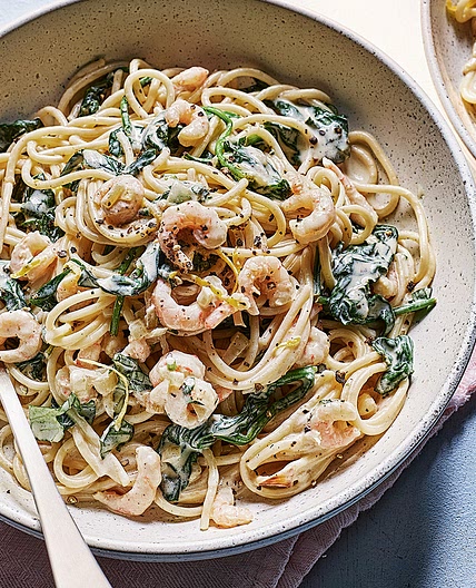 Creamy lemon and prawn spaghetti