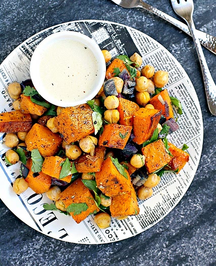 Butternut Squash w/ Chickpeas & Tahini