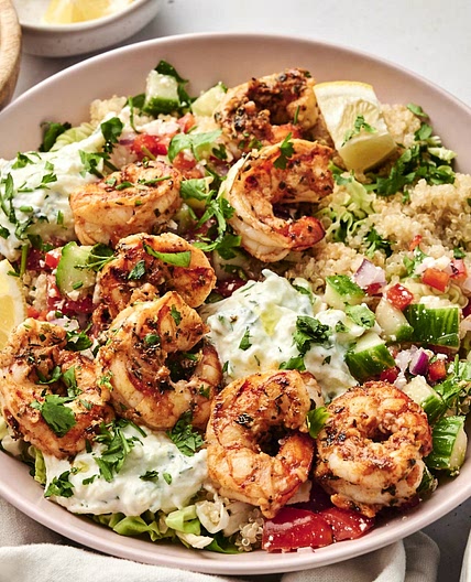 The Easiest Mediterranean Shrimp Bowls