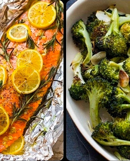 Baked Salmon + Roasted Broccoli