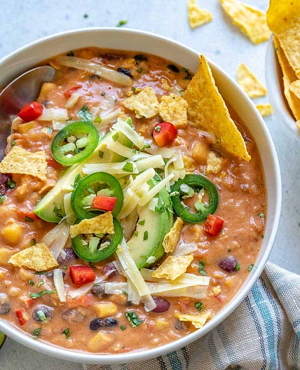 Creamy Vegetarian Tortilla Soup (Easy & Hearty)