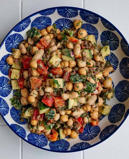 Three-Bean Chickpea Lentil Salad