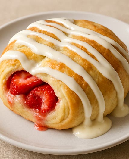 Strawberry Filled Dough with Cream Cheese Icing