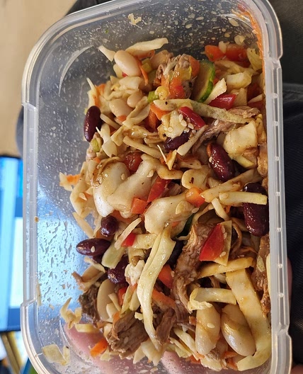 Hoisin duck dense bean salad