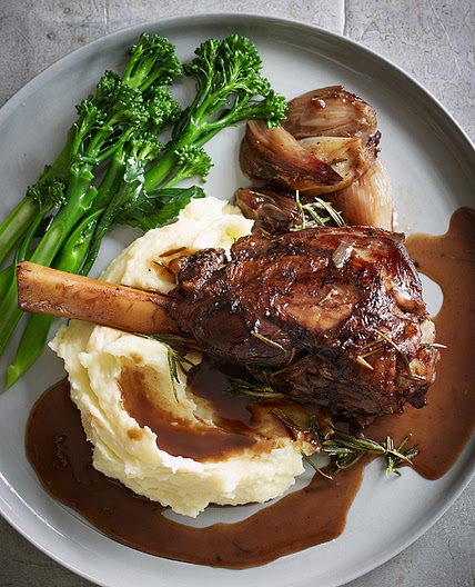 Red wine, balsamic and rosemary braised lamb shank