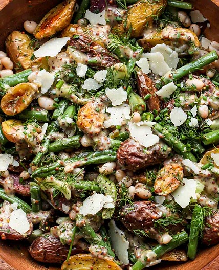 Loaded Roasted Potato Salad (mayo-less)