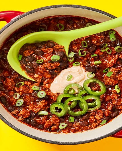 One-Pot Cowboy Turkey & Bean Chili with Jalapeño & Smoky Red Pepper Crema
