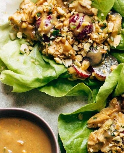 Creamy Miso Peanut Chicken Lettuce Wraps