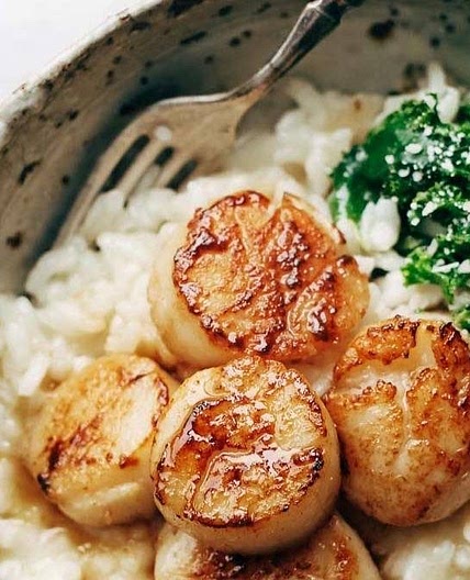 Brown Butter Scallops with Parmesan Risotto