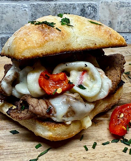 Blackstone Cherry Pepper Steak Sandwiches