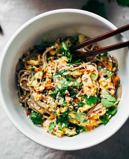 Chopped Chicken Sesame Noodle Bowls