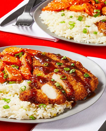 Pork Katsu with Sesame Roasted Carrots & Ginger Rice