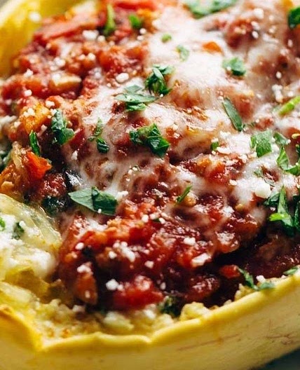 Spaghetti Squash Lasagna Boats