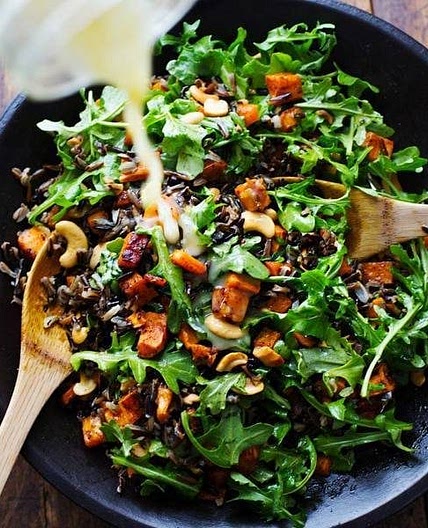 Roasted Sweet Potato, Wild Rice, and Arugula Salad