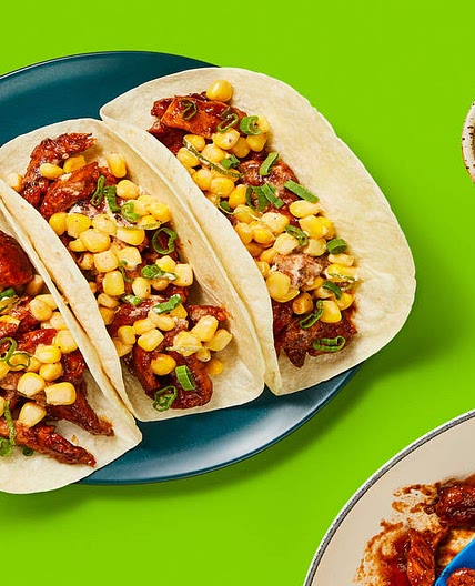 One-Pan Chicken Tinga Tacos with Corn Salad