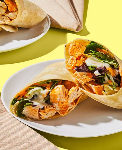 Buffalo Chicken Ranch Wraps with Mixed Greens & Cheddar Cheese