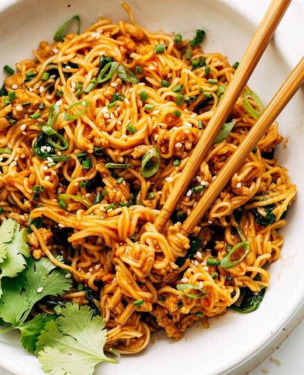 Saucy Gochujang Noodles with Chicken