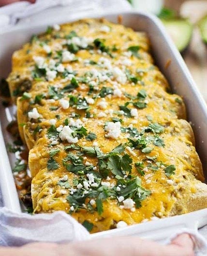 Butternut Squash & Mushroom Enchiladas with Tomatillo Sauce
