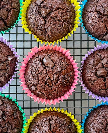 Soft and Moist Eggless Double Chocolate Muffins